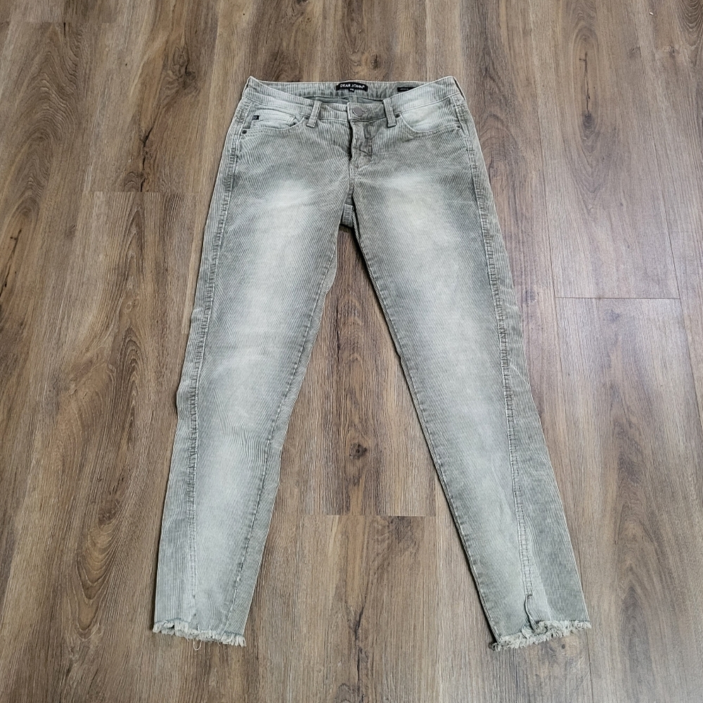 DEAR JOHN Womens Joyrich Comfort Skinny Corduroy Pants Size 26 Mid Rise Raw Hem